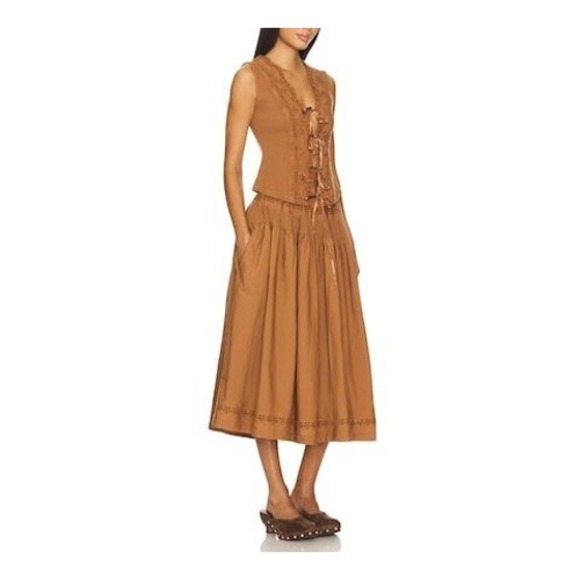 Free People Dresses & Skirts - Free People Tie Front Lace Gesibelle 2-Piece Set Brown Macadamia Medium NWT $168